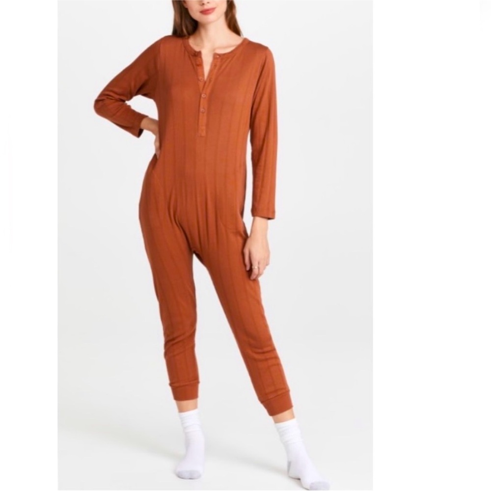THE GREAT. Rust Henley Jumpsuit